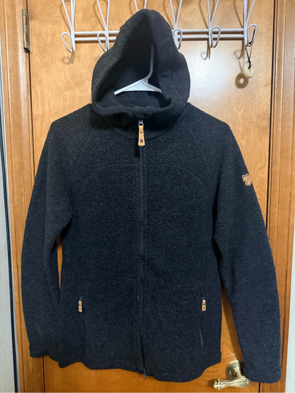 Fjallraven Women's Black Hooded Teddy Fleece Jacket
